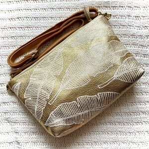 Jana Lam Gold Leather Crossbody Bag